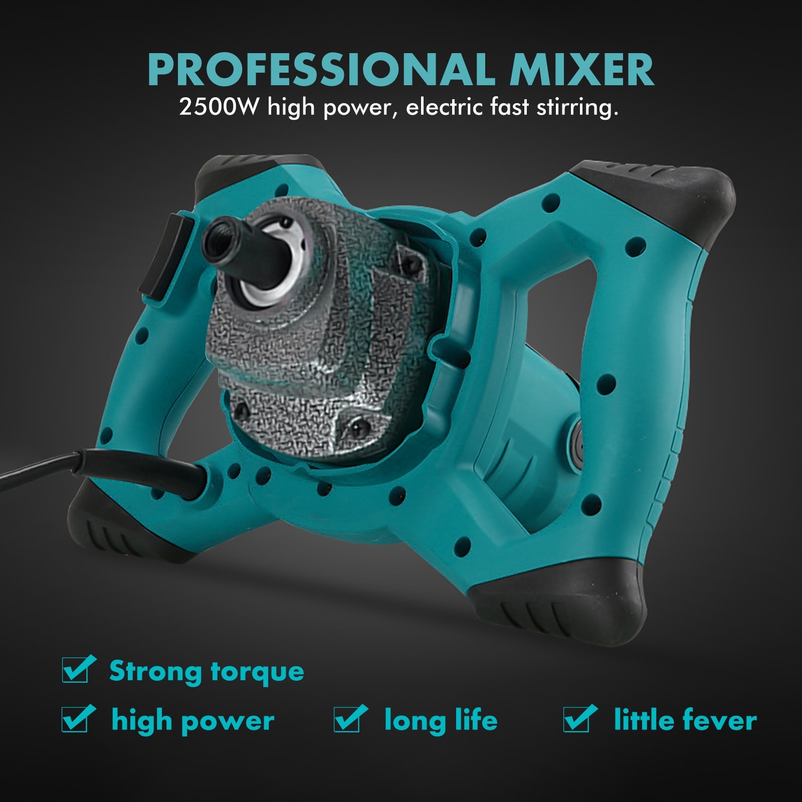 2500W Handheld Electric Mixer 6-Speed Adjustable High Efficiency