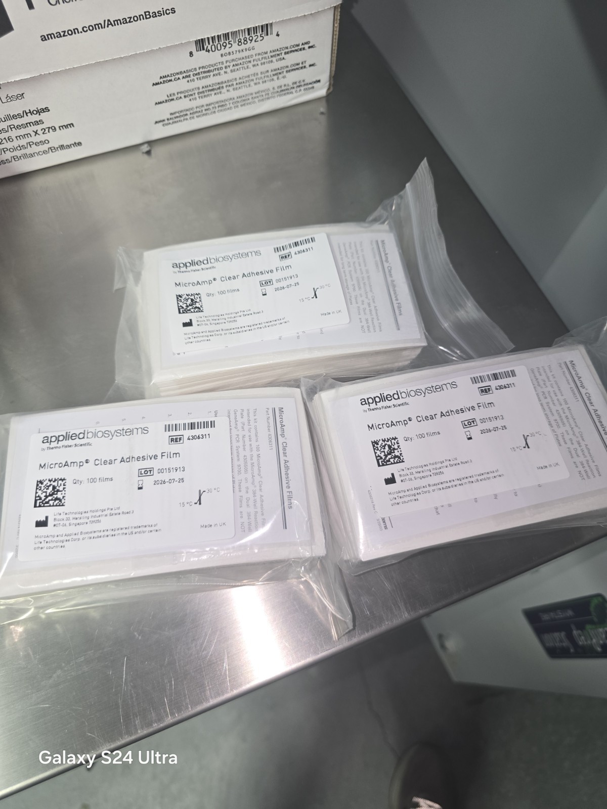 Lot of 3 Applied Biosystems MicroAmp Clear Adhesive Films – 100 Films Each – PCR