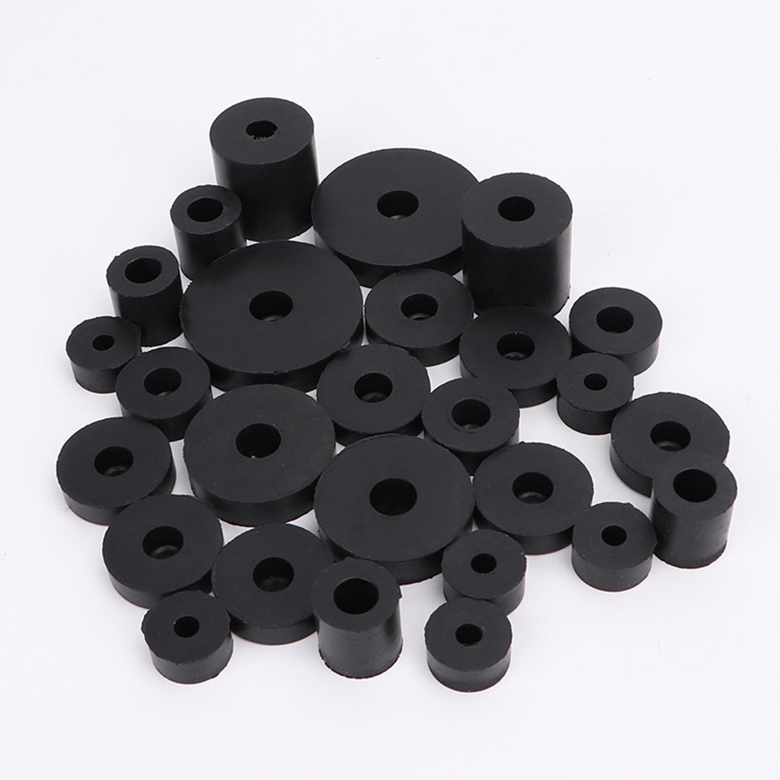 Black Round Rubber Pads OD 9mm-90mm Anti Vibration Isolation Spacer Buffer Block