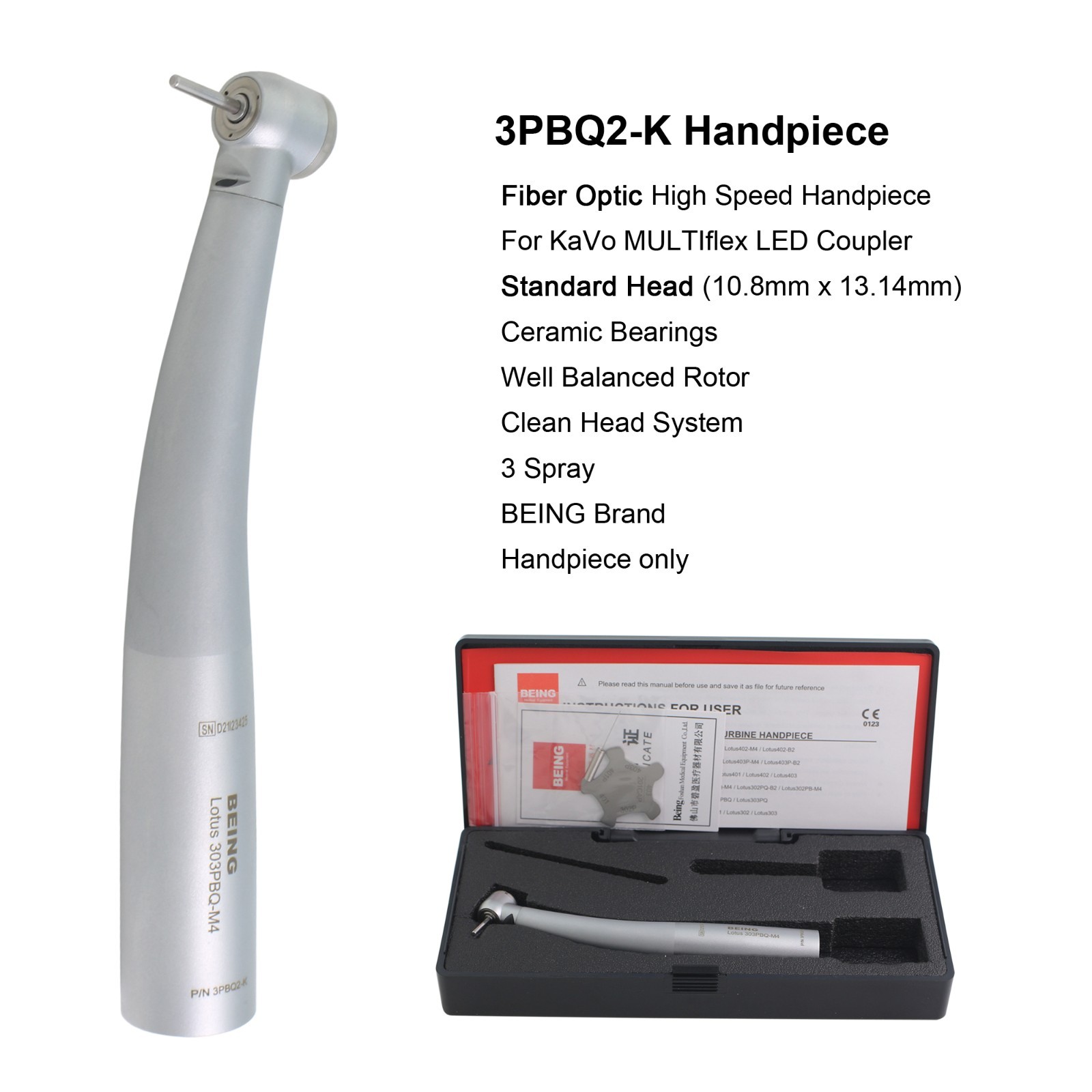 BEING Dental High Speed Handpiece Surgical 45° Fiber Optic For KaVo MULTIflex