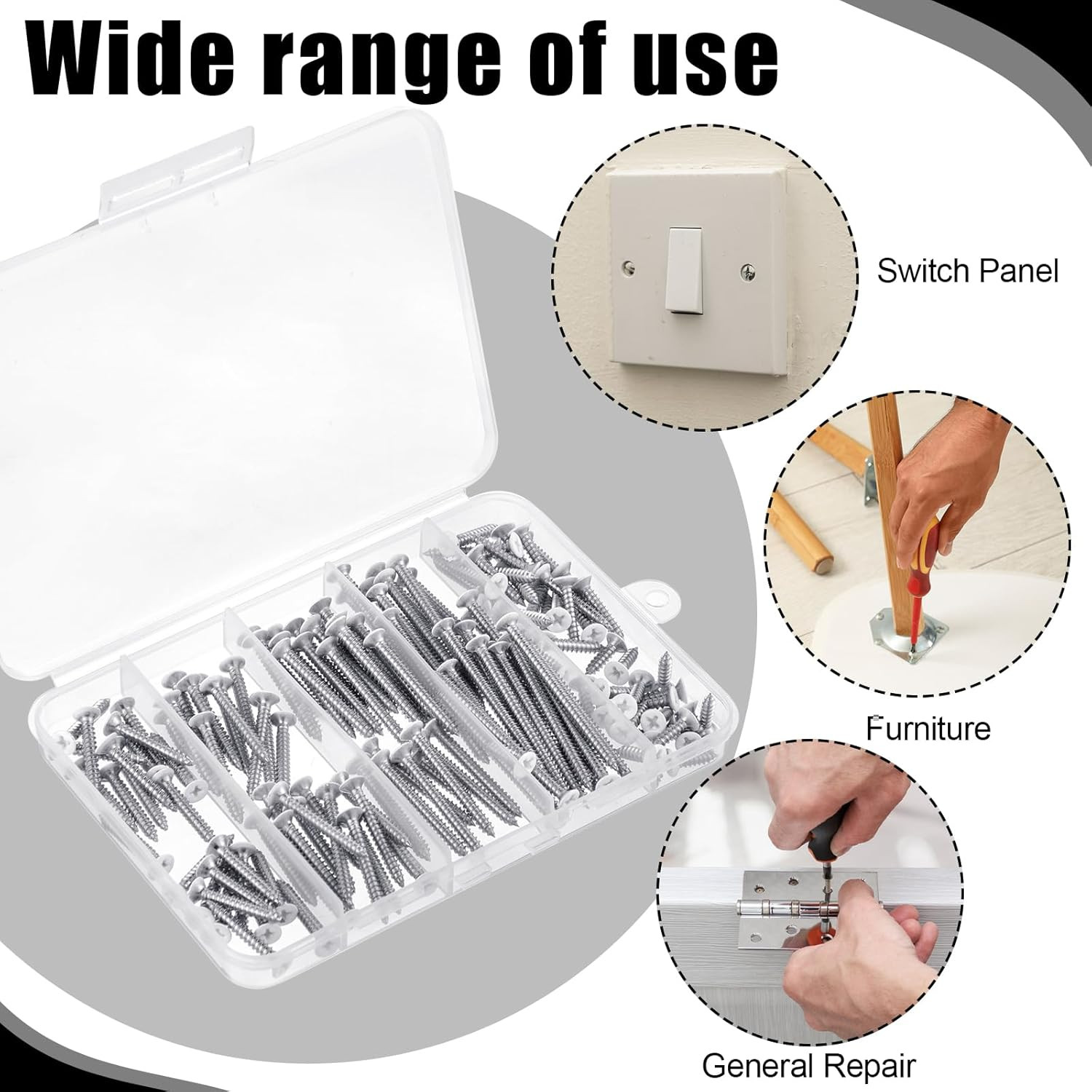 150PCS White Head Screws #6 White Screws for 2.8mm-3.0mm Holes,2”,1-1/2”,1