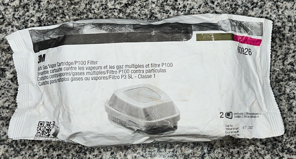 3M Multi Gas Vapor Cartridge P100 Filter – 2 Count Exp. 07/27 (60926)