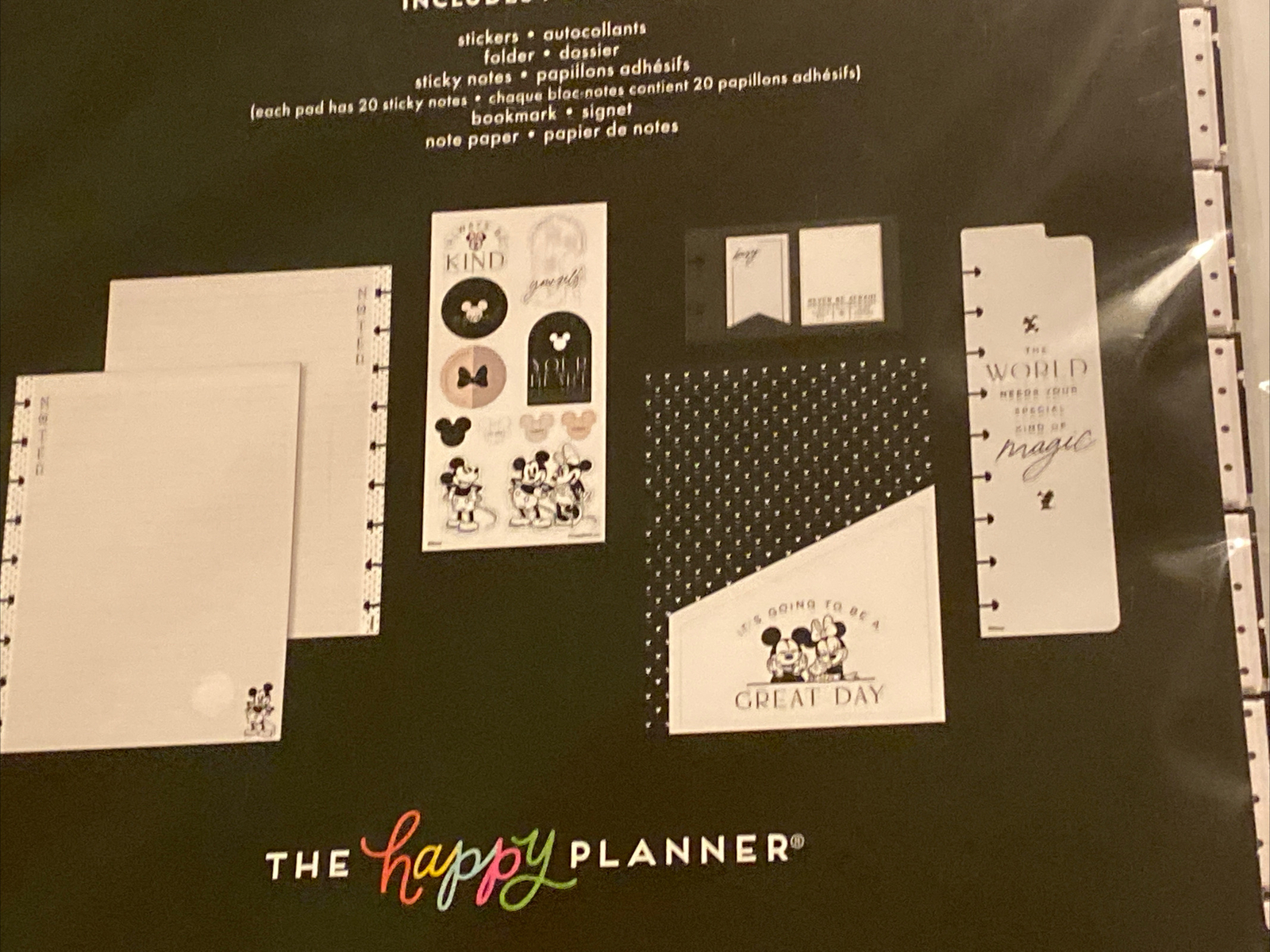 Disney Happy Undated Planner 12 Months Modern Vertical Accessories Envelopes NEW
