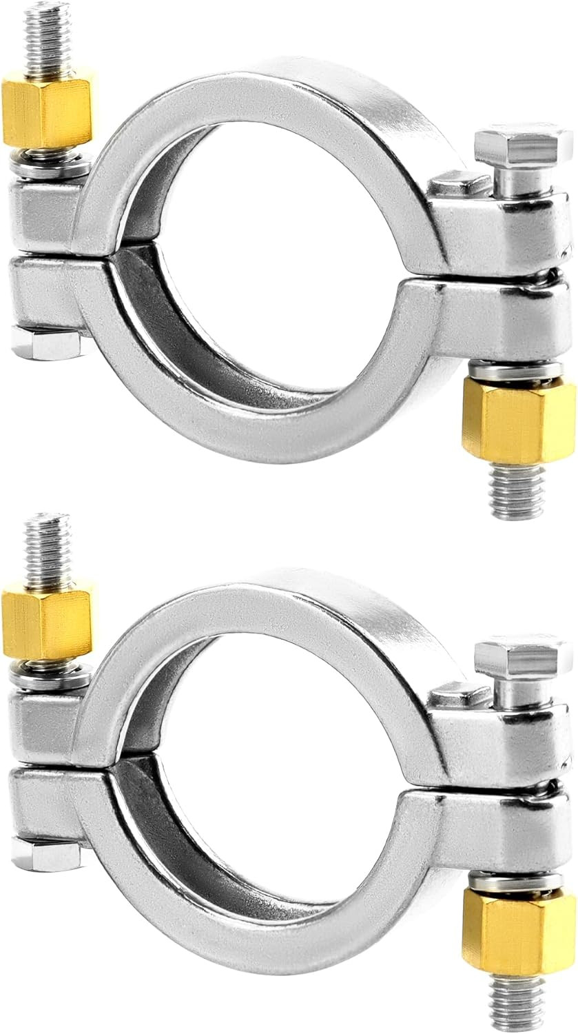2 Pack 2” 304 Stainless Steel High Pressure Bolted Triple Sanitary Clamp 2” 2pcs