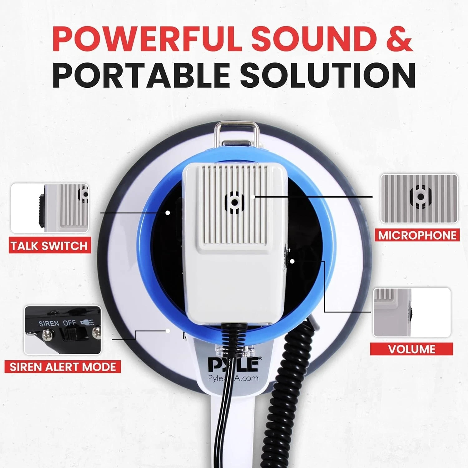 Pyle PMP50 Portable Megaphone Speaker Built-in Siren Adjustable Volume Control