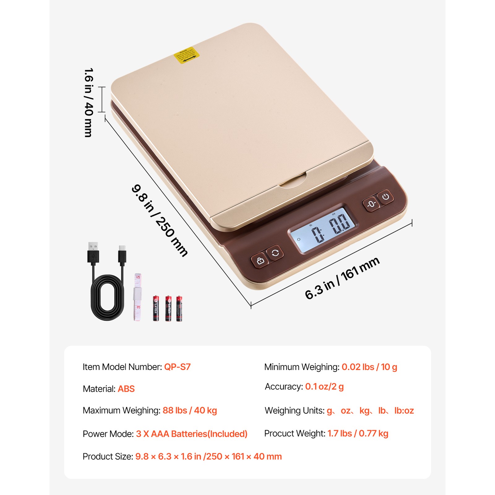 Uimoso 88/220/440/660lbs Digital Shipping Scale w/High Precision,Dual Accuracy