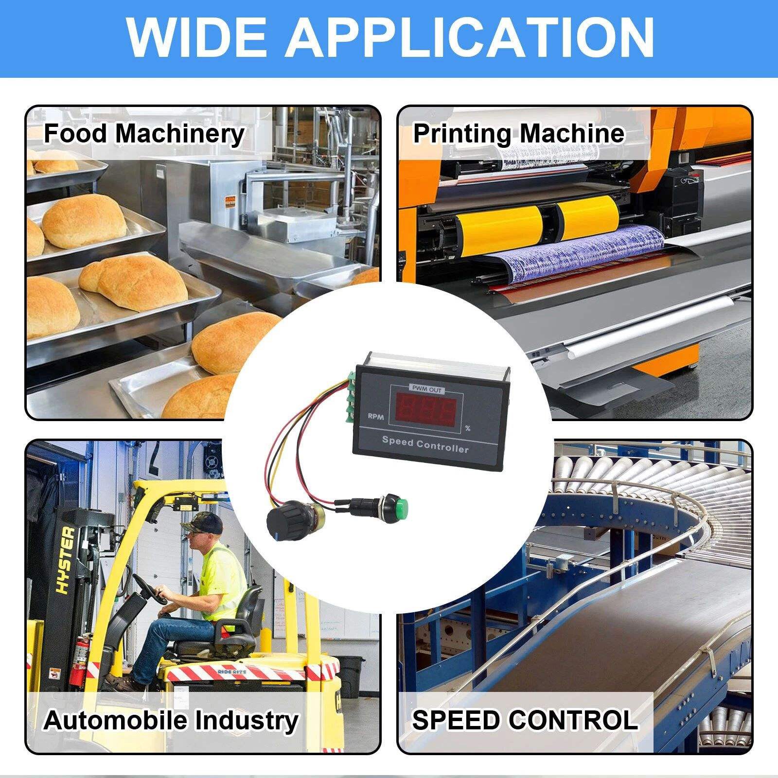 High Current 30A PWM DC Motor Controller for 12V 24V 36V 48V Systems w/ Display