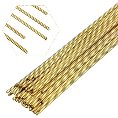 Moxweyeni 40 Pcs Brass Rods 1.5 mm 2 mm Brass Welding Brazing Rods Copper Alloy