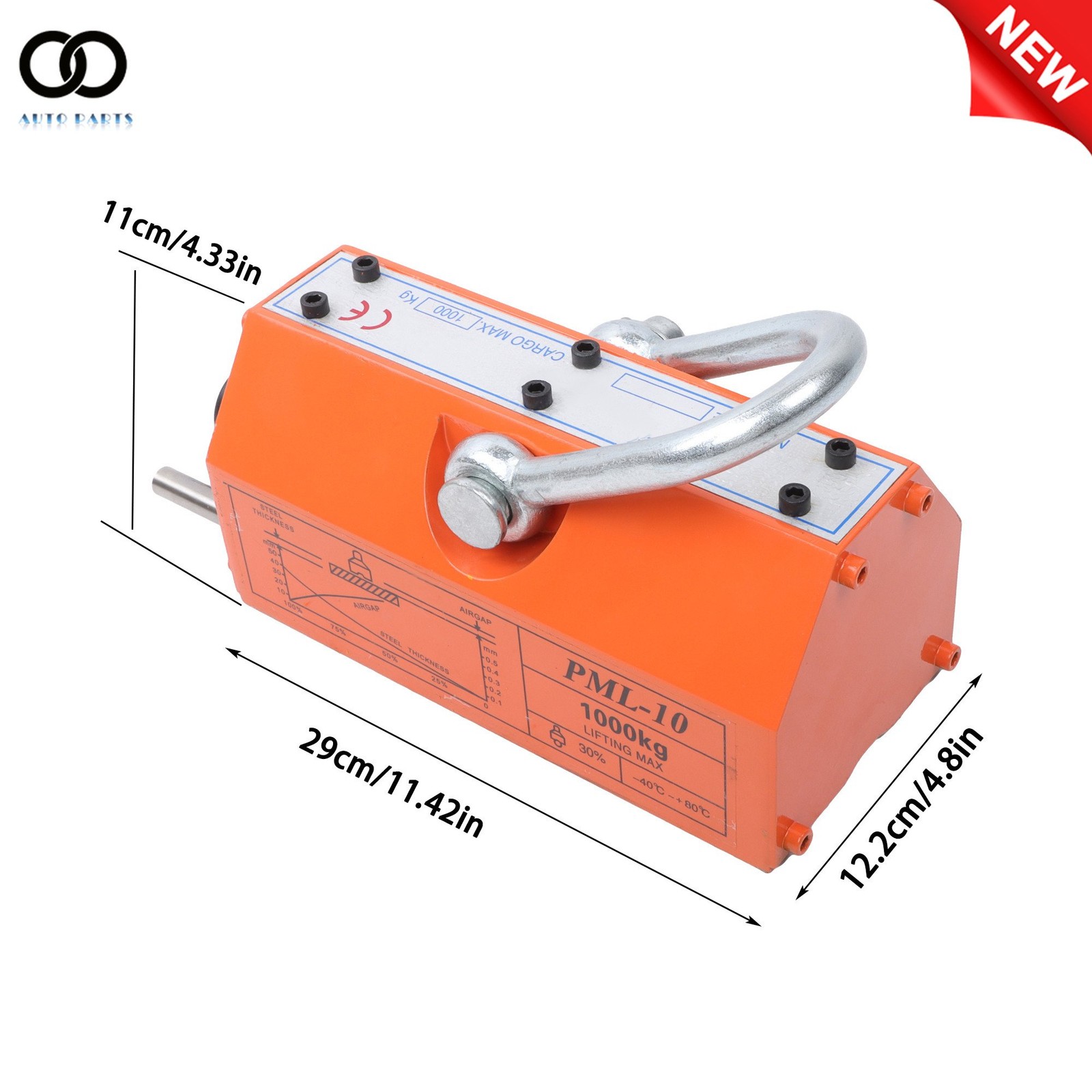 2200lbs 1000kg Steel Magnetic Lifter 2 Safety Factor, Heavy Duty Crane Hoist