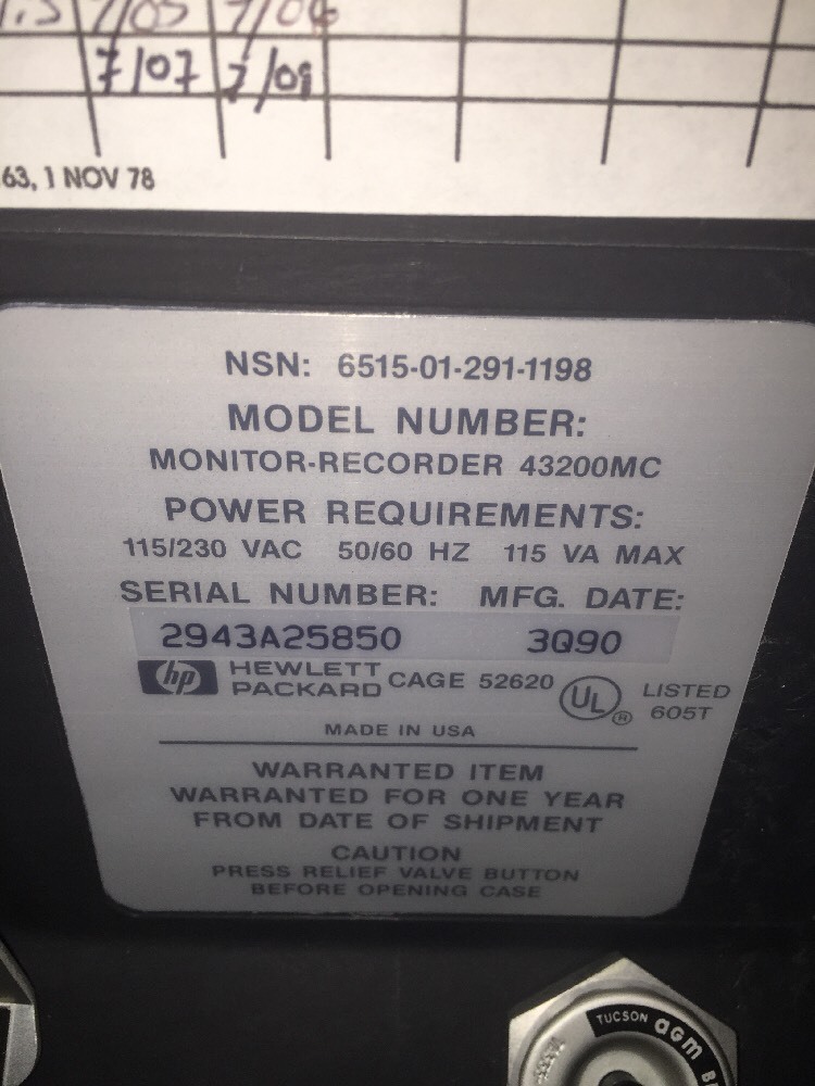 NEW HP Electrocardiograph Monitor Recorder 43200MC In Pressure Case