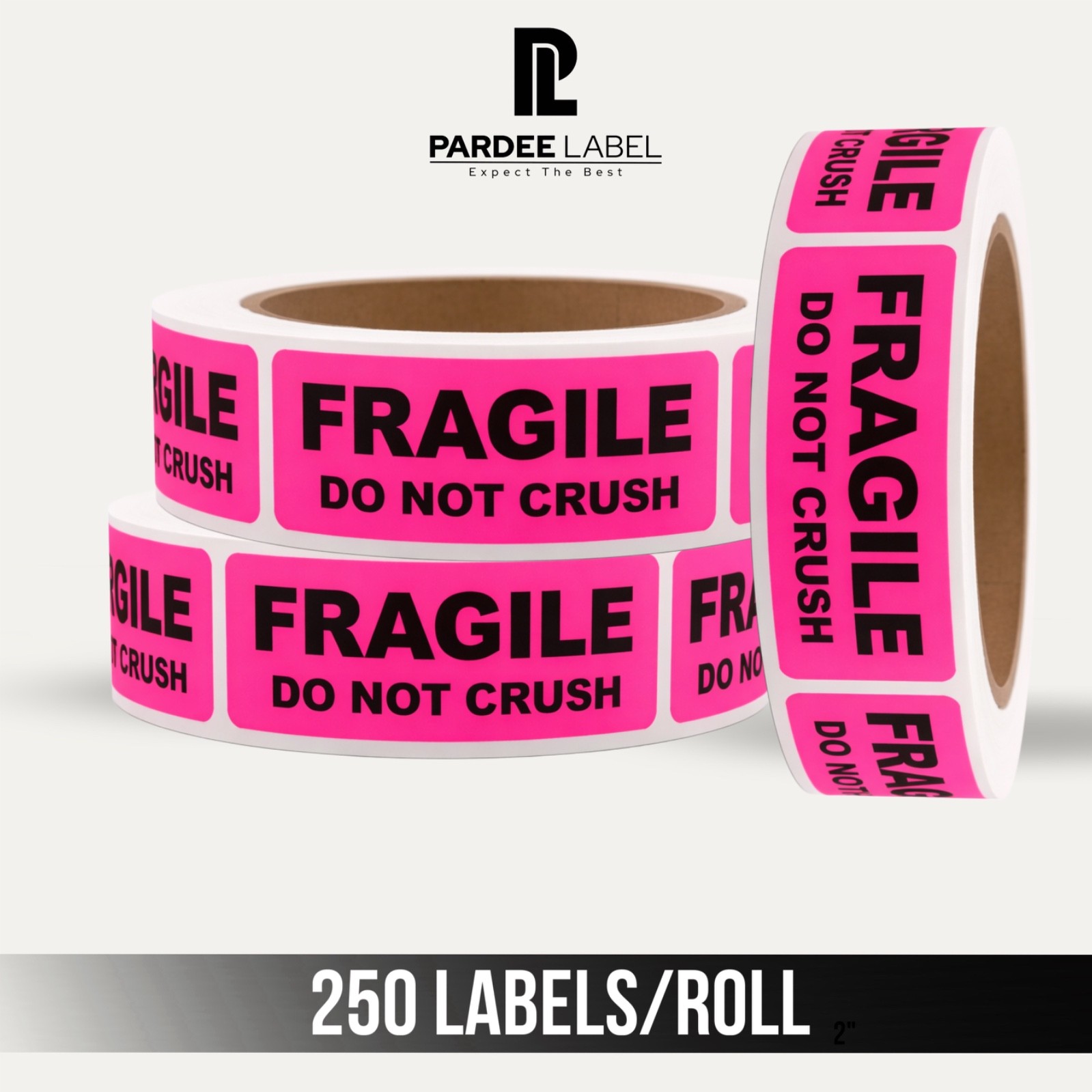 FRAGILE Stickers 1″x3″ Neon Pink Labels – 250/Roll – Shipping Warning Labels