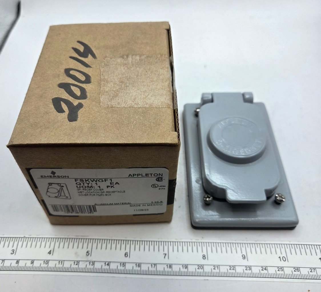 EMERSON FSKWGF1, WET LOCATION GFI RECEPTACLE COVER FOR FS/FD BOX, 0119H