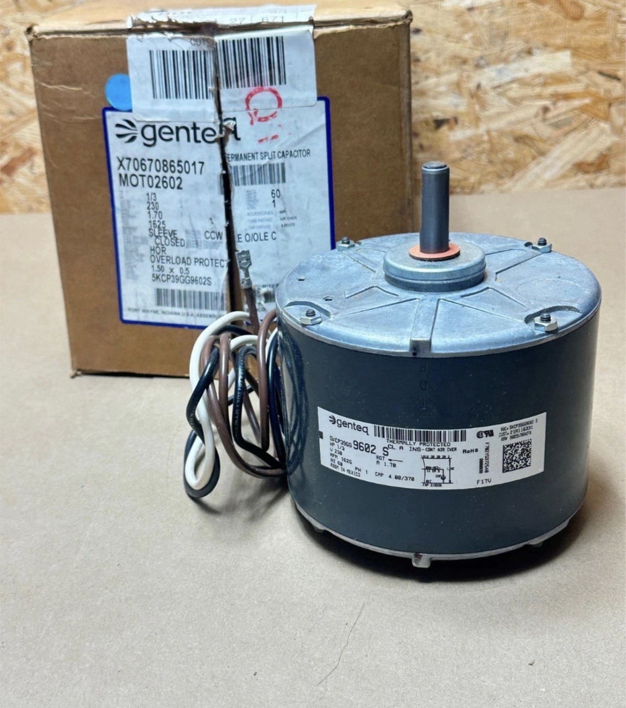 Genteq 5KCP39GG9602S Carrier Blower Motor Assembly MOT02602 1/3HP 230V 1.7A