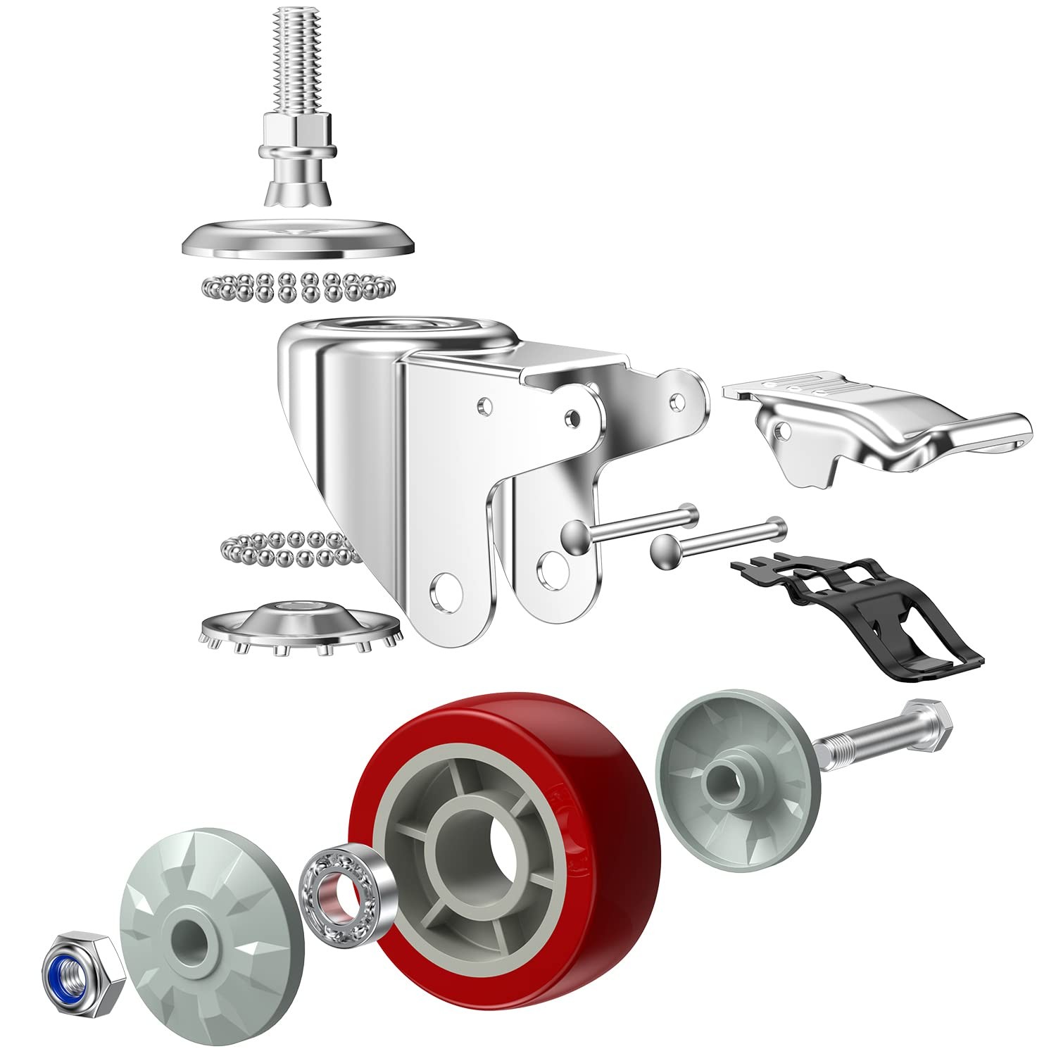 4 Inch Heavy Duty Stem Casters 360 Degree Swivel Thread Wheels with Metric Size