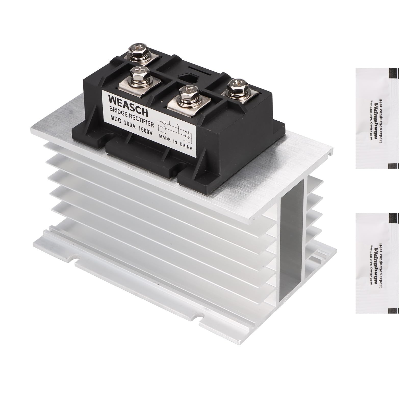 200A Bridge Rectifier Module, AC to DC Full Wave Diode, 1600V Single-Phase, Heat