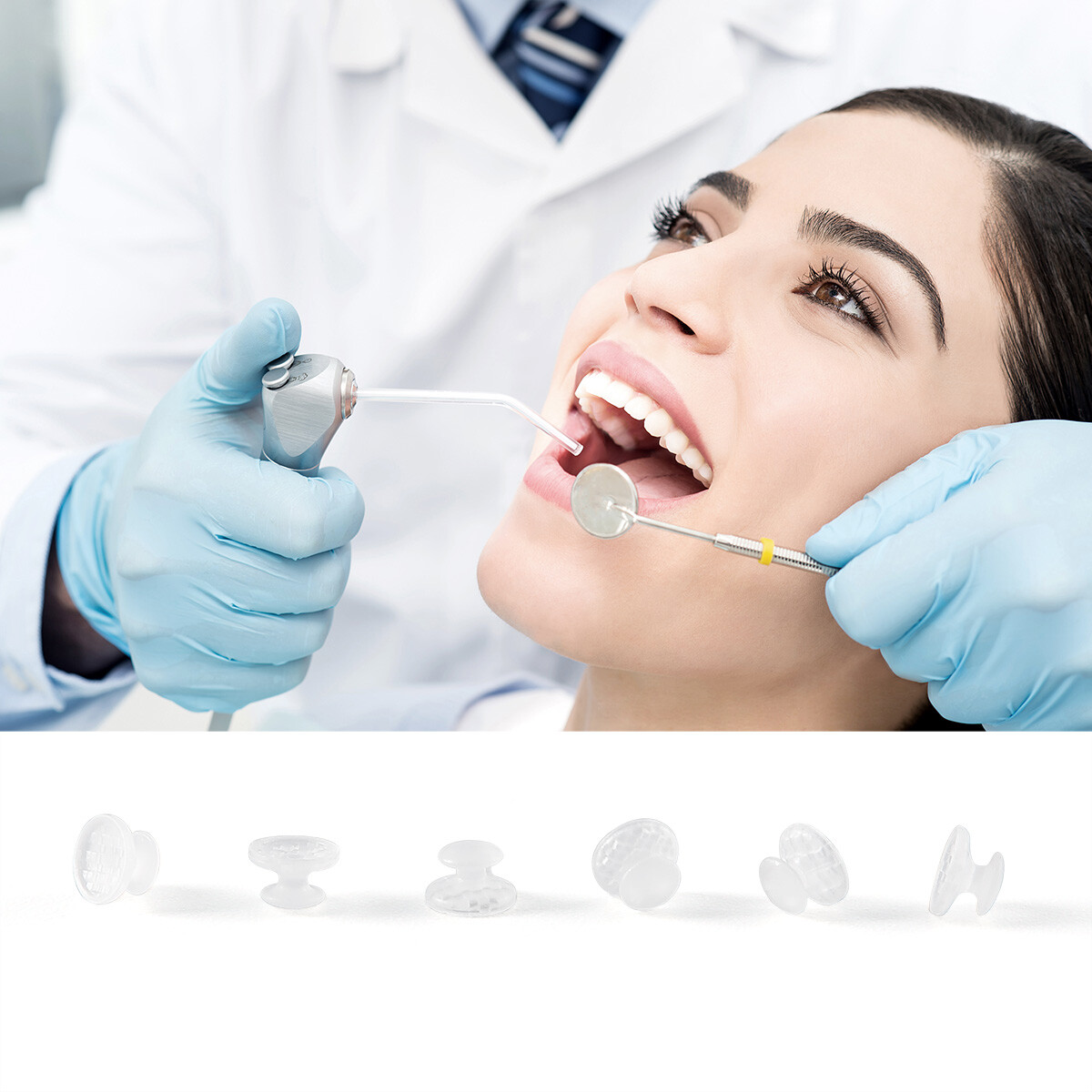 Dental Composite Clear Ceramic Lingual Buttons Bondable Round Rectangular Base