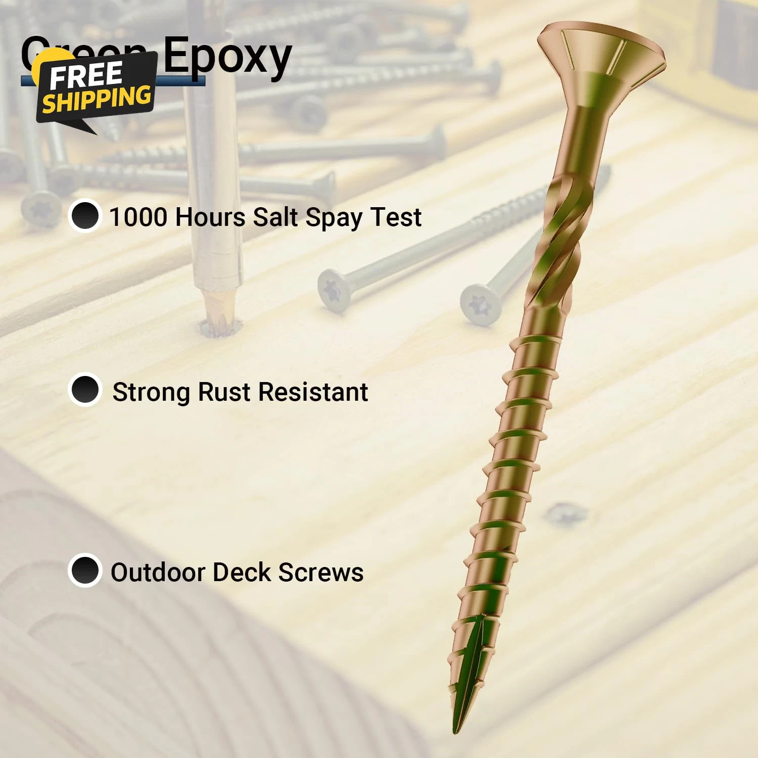 Deck Screws 3 Inch, #10 X 3, 5Lb, Rust Resistant, Brown Epoxy Coated