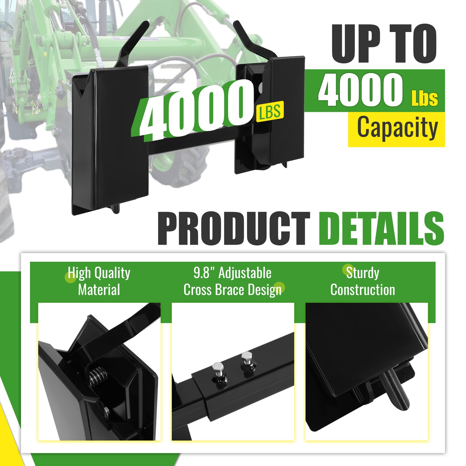 New Adjustable Skid Steer Quick Tach Conversion Adapter Plate Attachment 4000LBS