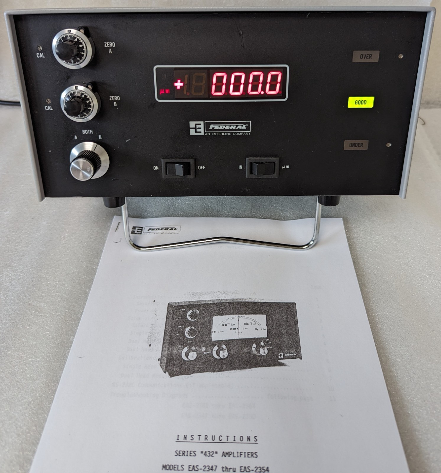 FEDERAL PRODUCTS 432 SERIES EAS-2350 GAGING AMPLIFIER with EHE-1100 GAGE HEAD