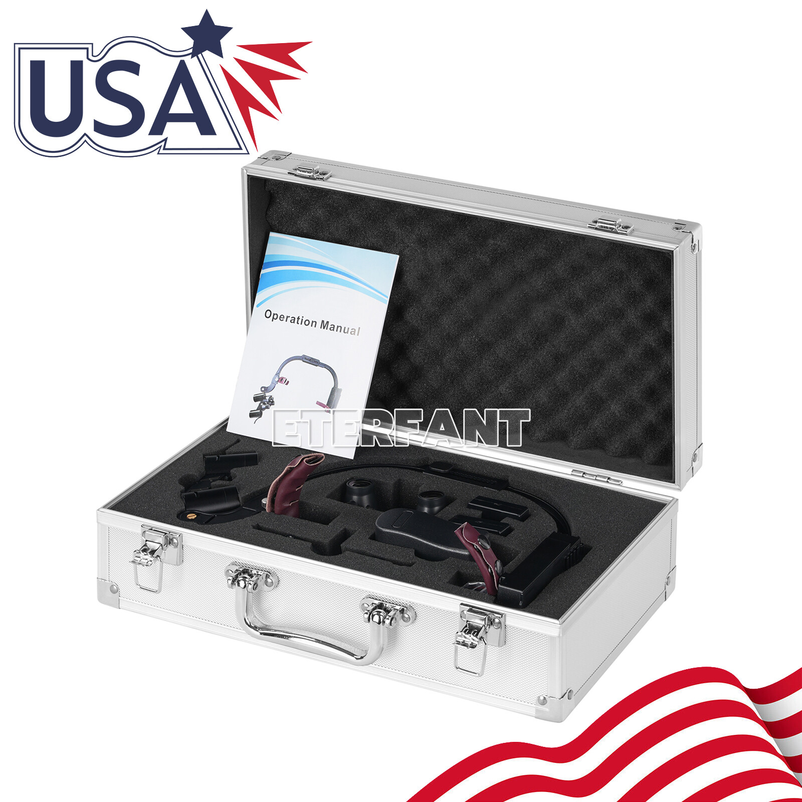 ETERFANT Dental 3.5X Surgical Headband Binocular Loupes+5W LED Head Light 2 Leds