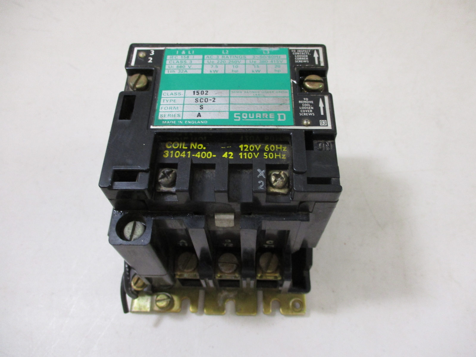 SQUARE D CLASS 1502 SCO2 FORM S SERIES A STARTER w/COIL 31041-400-42