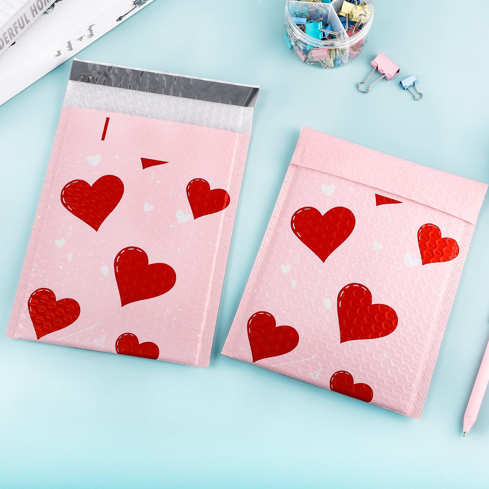 Enjamyo 50 Pcs Bubble Mailers 6 x 9 Inch,Valentine 6 x 9 inches, Heart