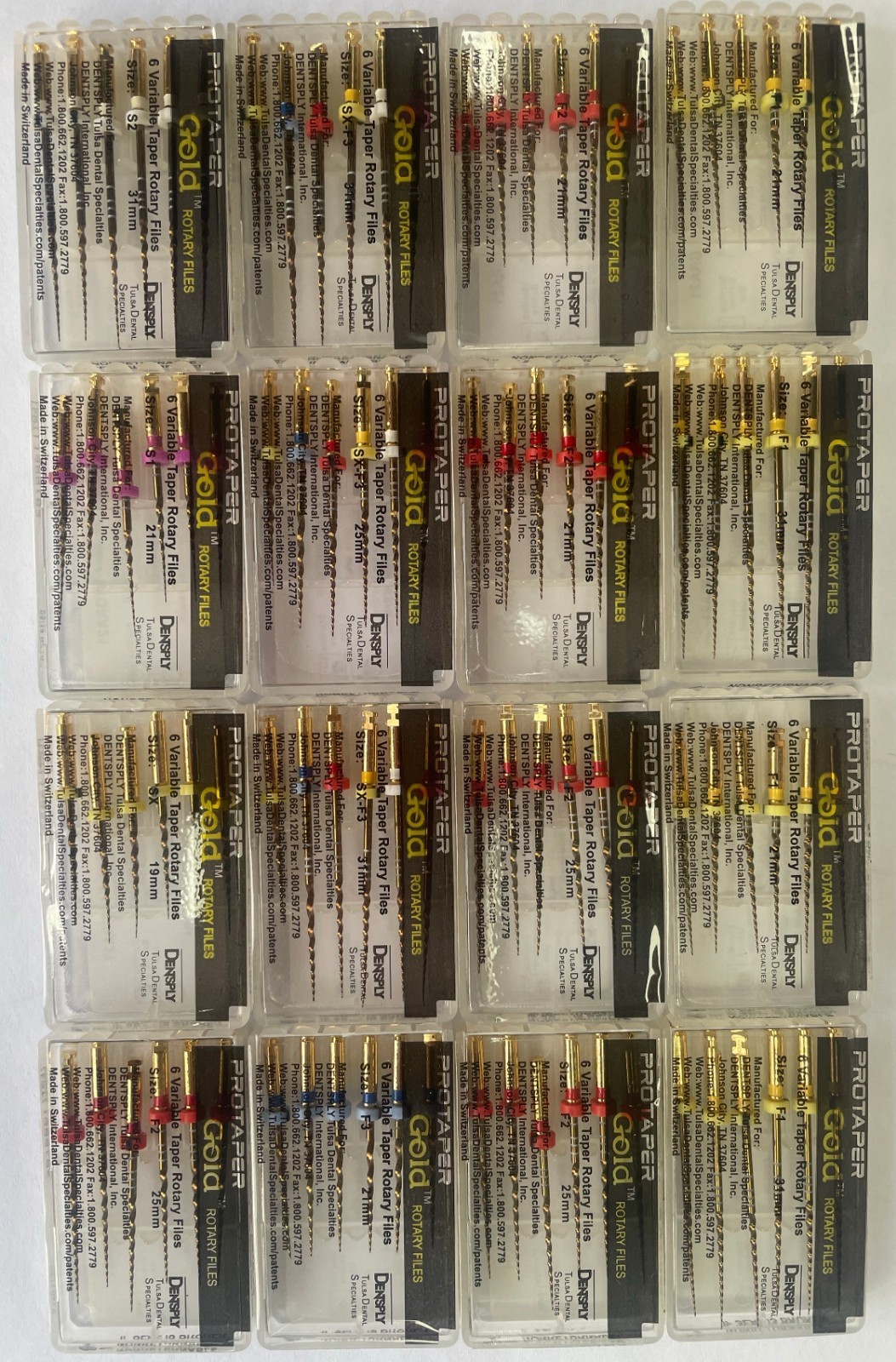 Dentsply ProTaper Gold Nickel Titanium Rotary Files F1 F2 F3 S1 S2 SX-F3 SX19