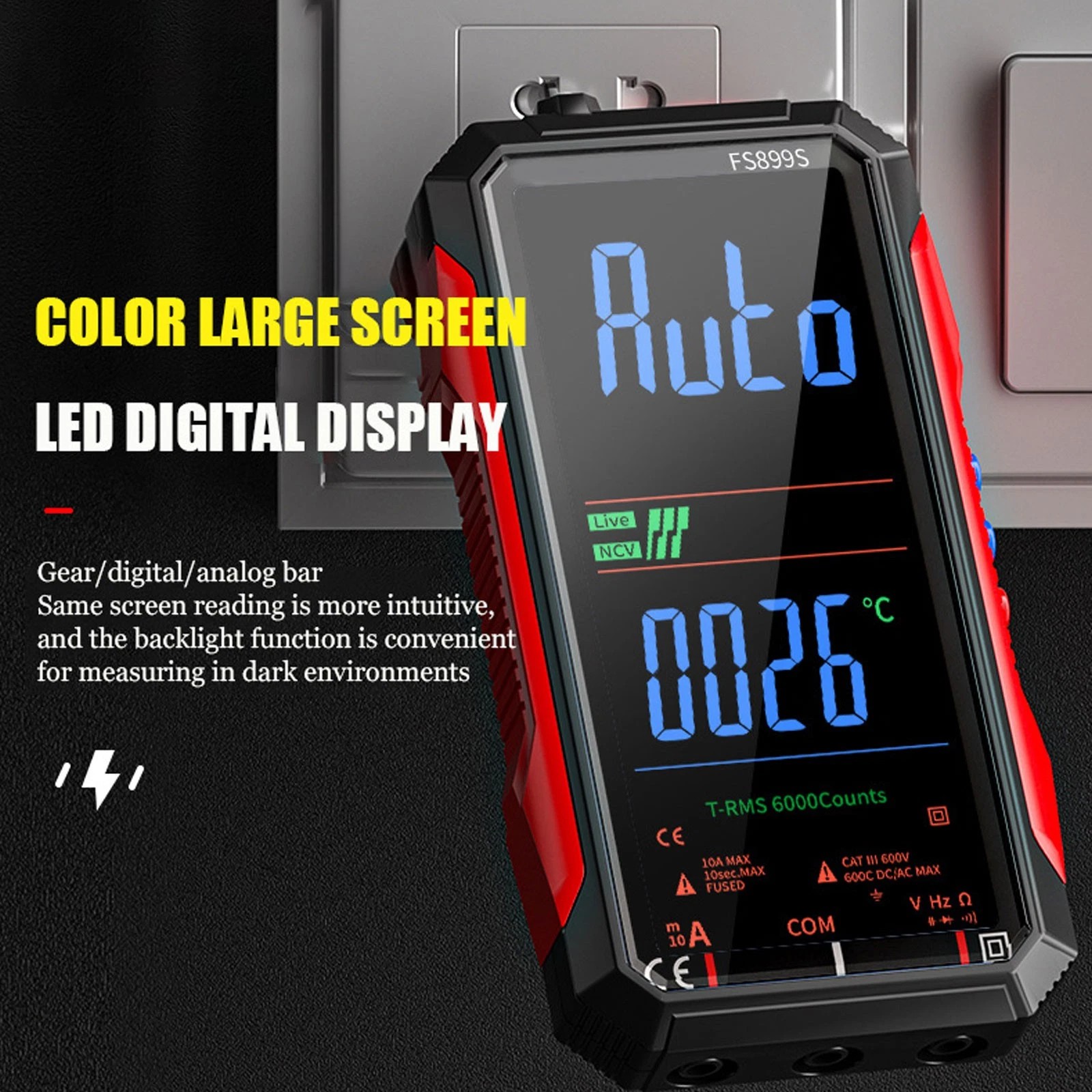 FS899S For Rechargeable Digital Multimeter with Voice Broadcast and Flashlight