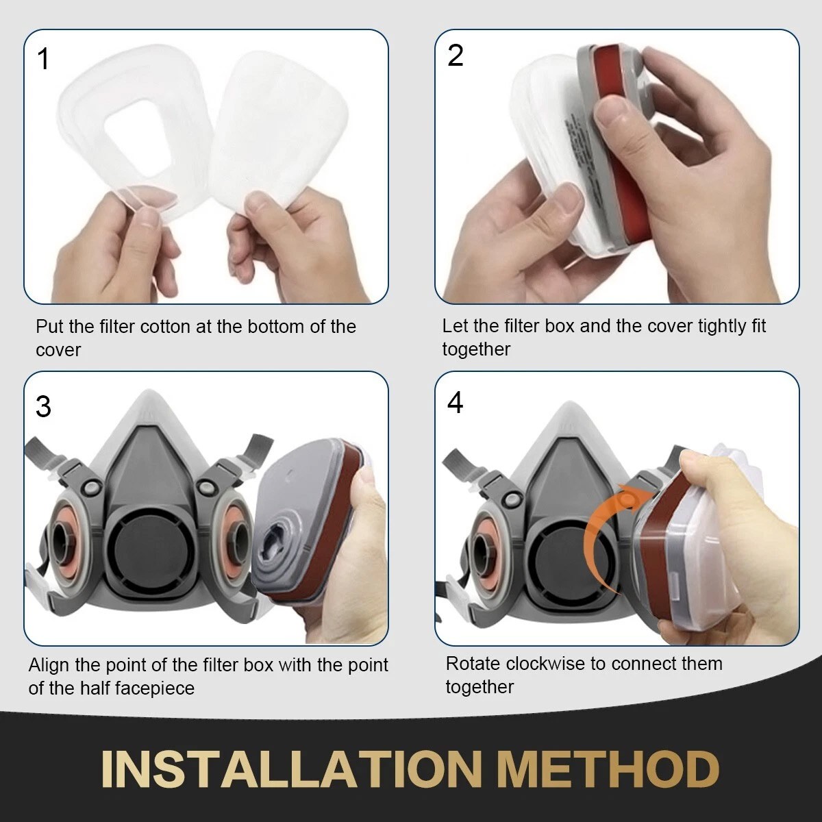 6200 Half Face 16 IN 1 Gas Mask Chemical Vapor Paint Spray Respirator + Filter