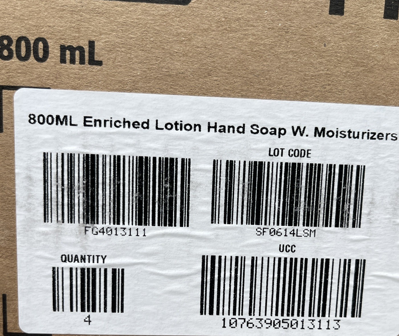 Case/4 Rubbermaid FG4013111 Lotion Hand Soap Refill 800mL ea (3,200mL Total)
