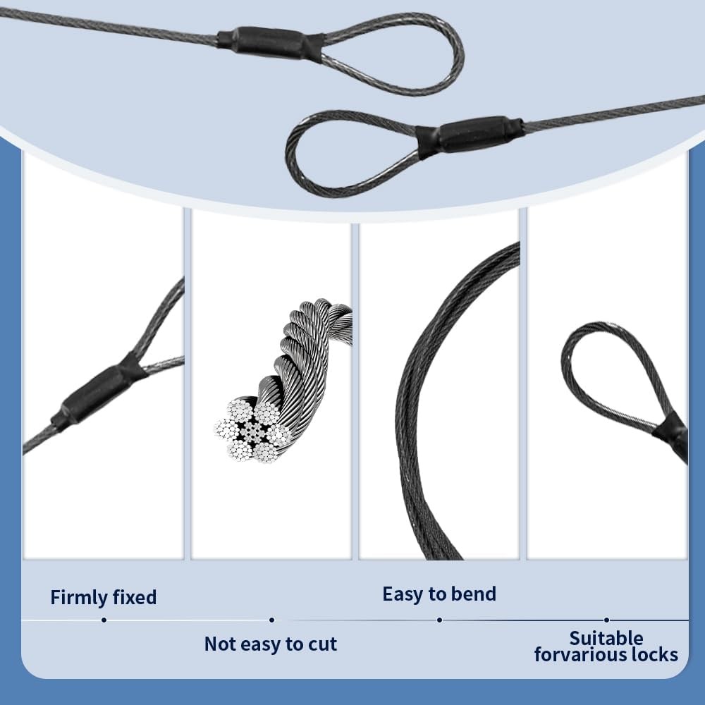3.3mm (1/8 Inch) Outdoor Travel Security Cable-3/4/6/10/15/20/30ft Luggage Lock