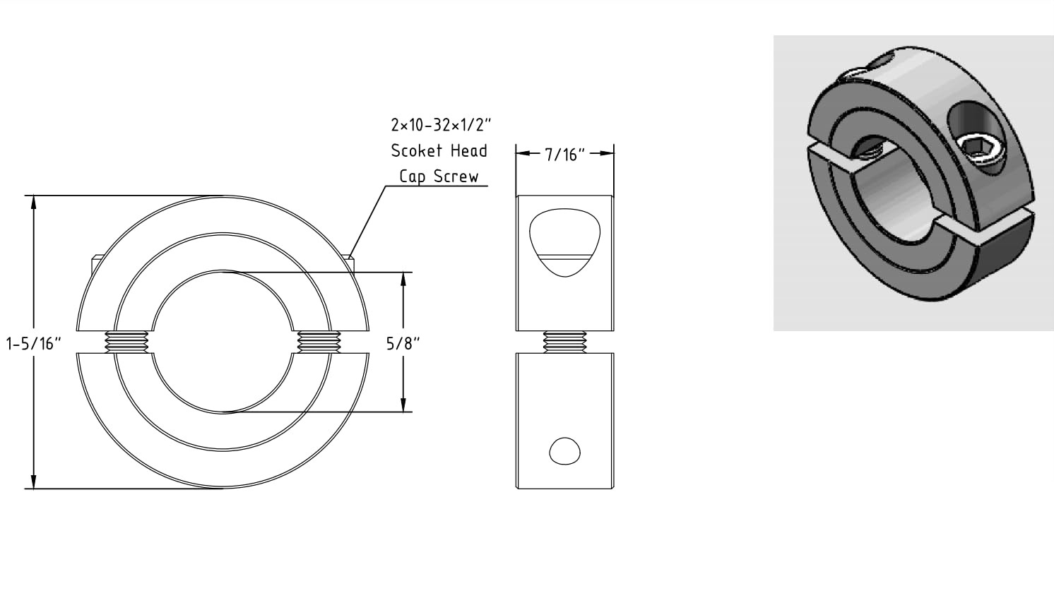 Shaft Collars 4 Pack 5/8 Bore Clamp On Steel Collars