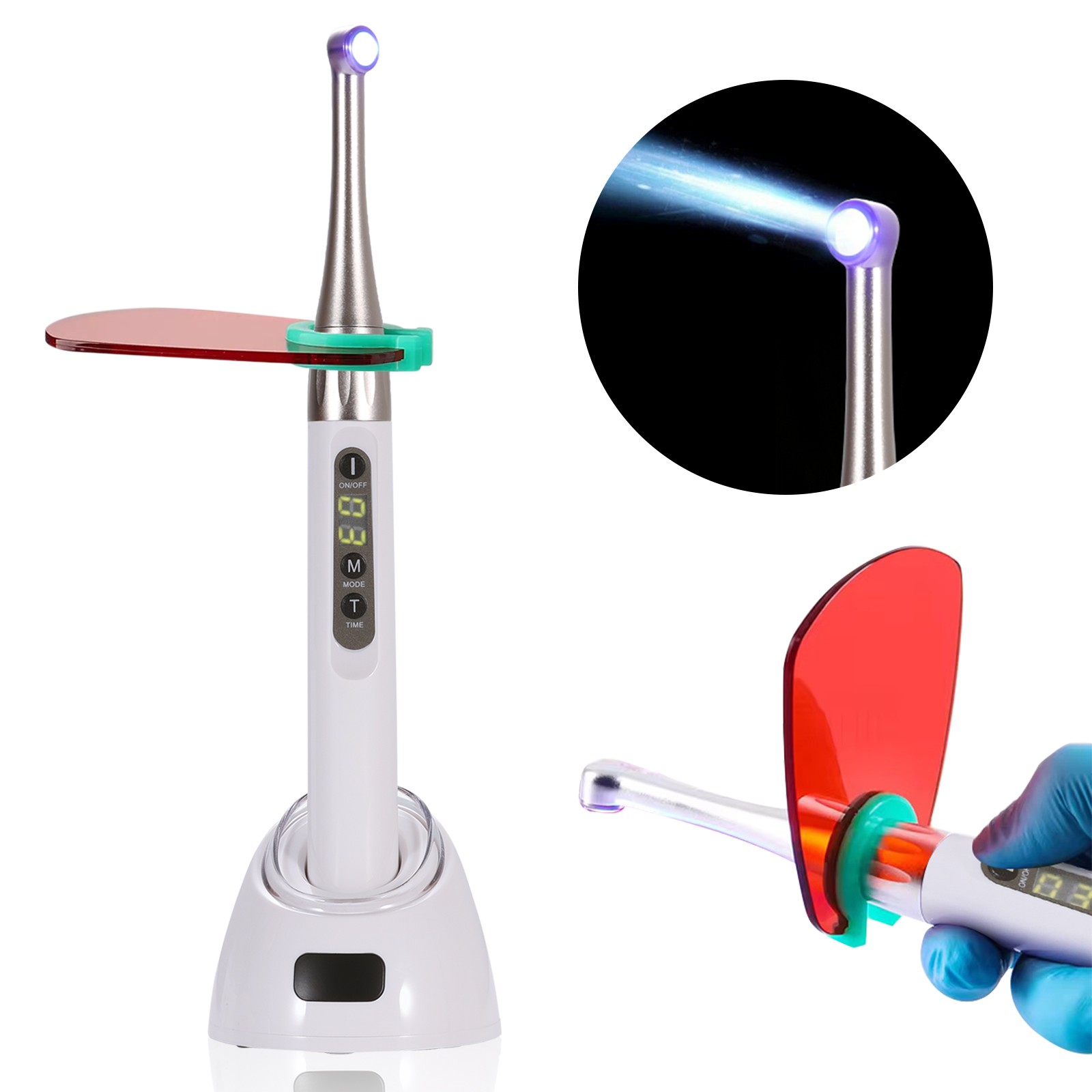 Dental Wireless Curing Light 1 Second Cure Lamp 2500mw/cm2 385nm-515nm ILED Type