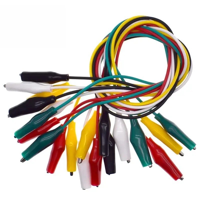 10PCs Double-ended Wire Crocodile Alligator Clips Test Leads Jumper Cables