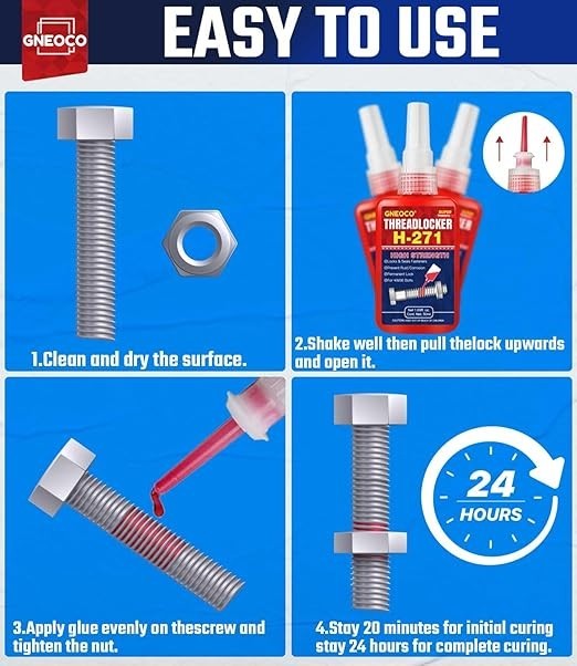 Threadlocker Red, Thread Lock High Strength Lock Tight for Nuts, Bolts, Fastener
