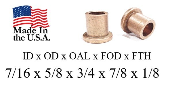 2pc, American Bronze, 7/16×5/8×3/4×7/8×1/8, Made In USA Flanged Bronze Bushing