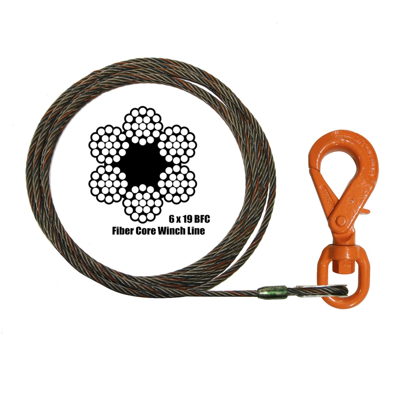 1/2″ X 75′ Fiber Core Winch Line Wrecker Cable Self Locking Swivel Hook