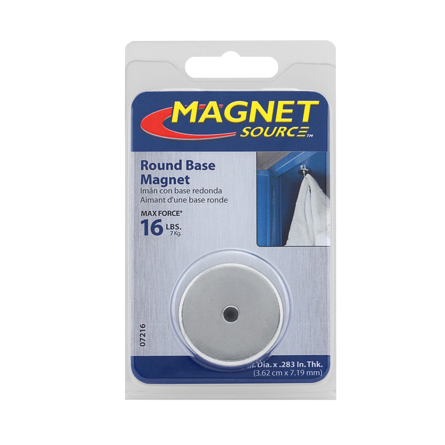 Master Magnetics 07216 Silver 16 lbs. Round Base Magnet 0.283 L