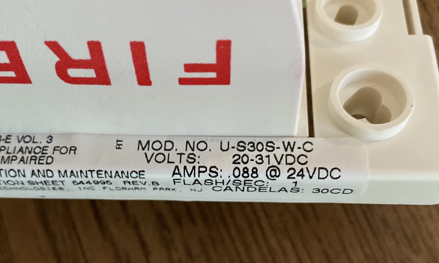 Siemens U-S30S-W-C Stand Alone Sync Strobe White 30/75 CD 20-31VDC Fire Alarm