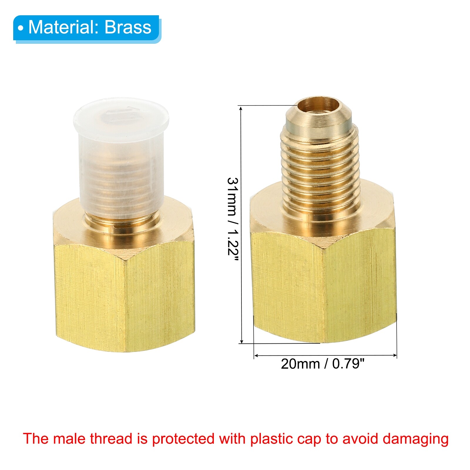 2pcs 3/8″ Female Flare x 1/4″ Male Flare Connector Brass Adapter Reducing