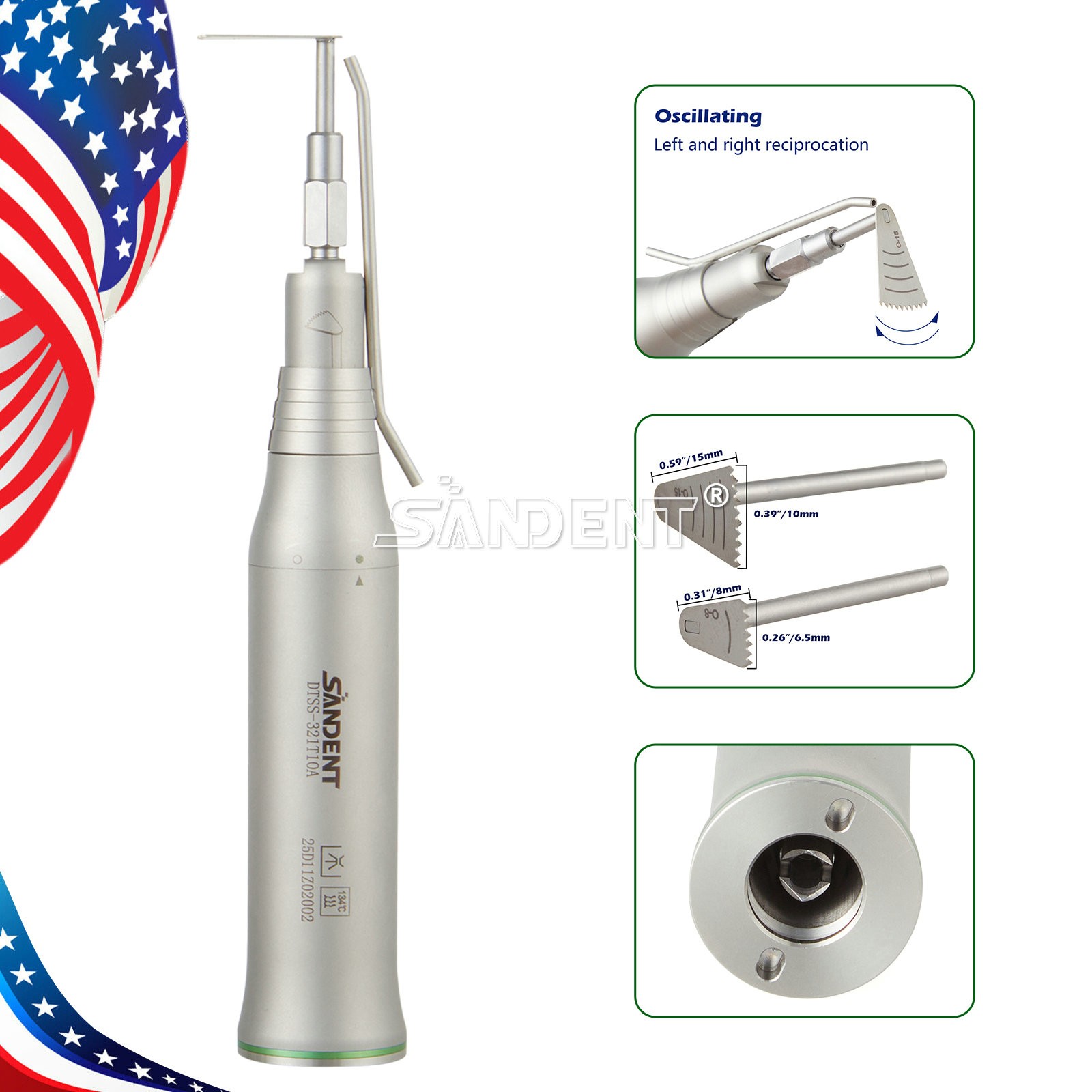 3.4:1 Dental Micro Saw Surgical Handpiece Reciprocating Bone External spray