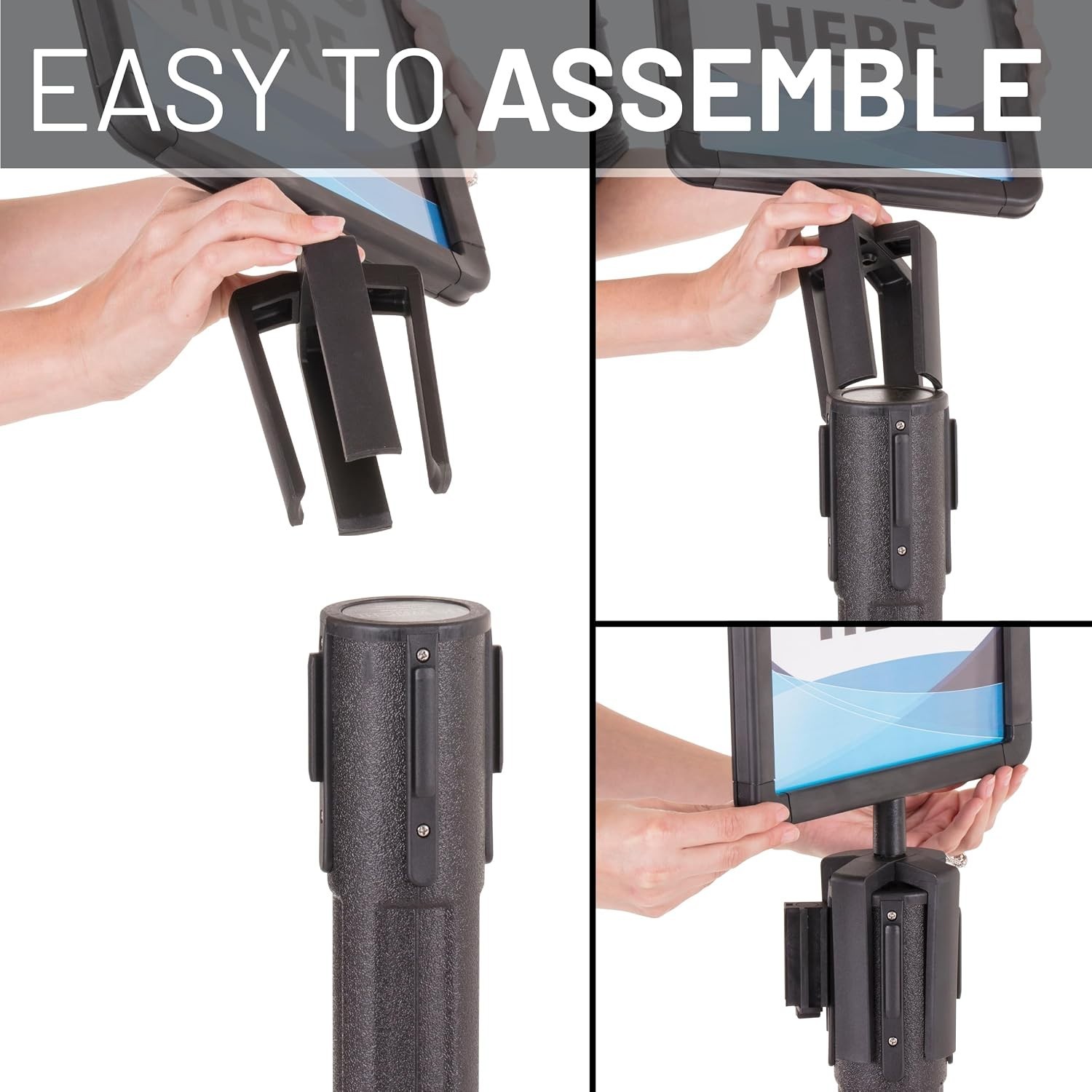 Black Sign Holder with Plexiglass for 8.5×11 Documents – Pole Mount