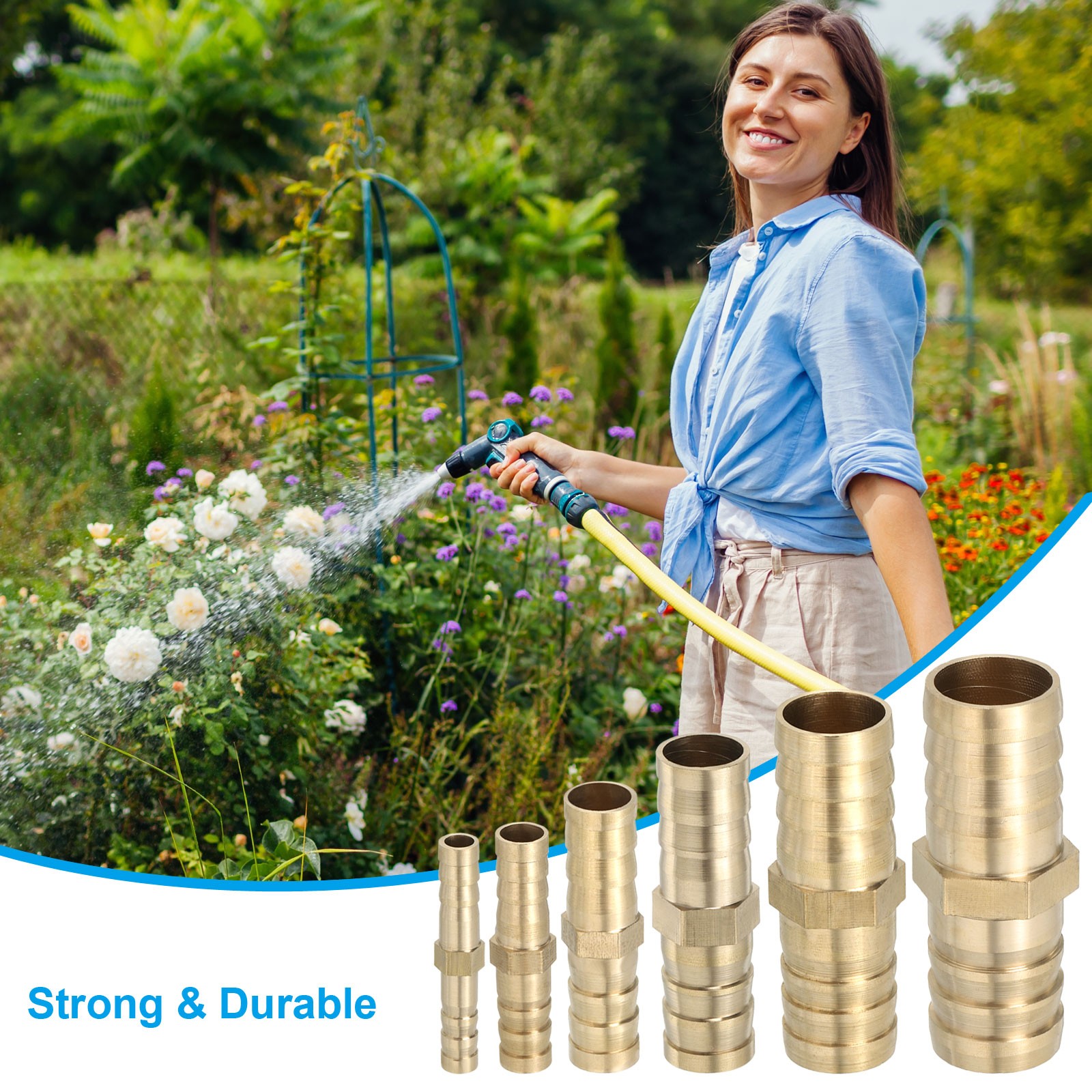 5 Pcs 5/8″ Brass Hose Barb Fitting Straight Barb Union Fittings Metals Splicer