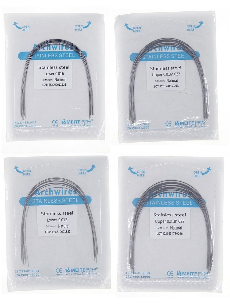 100Pc Dental Ortho S.S Arch Wire Round Rectangular Stainless Steel Wires Natural