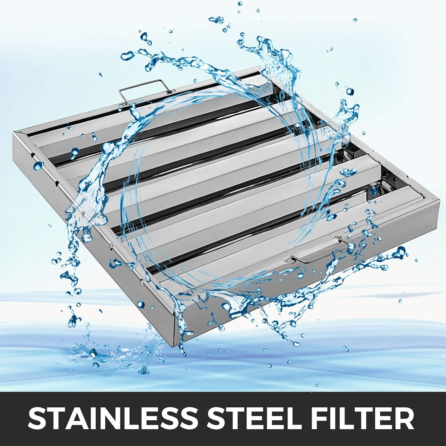 Pack of 6 Hood Filters 19.5W X 24.5H Inch, 430 Stainless Steel 4 Grooves Commerc