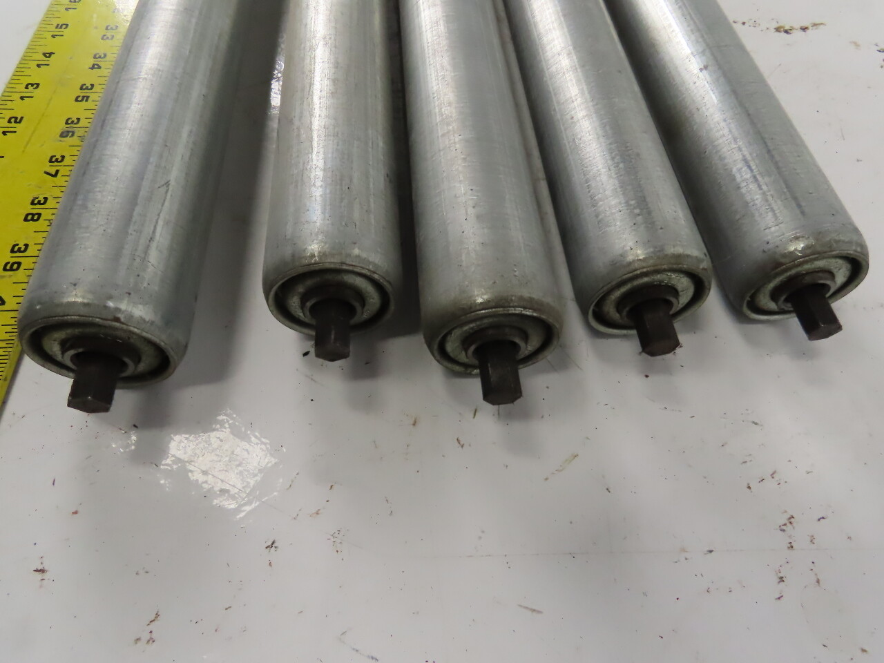 QTY 5 Hytrol G-03922 1.90 OD 31″ BR BF Gravity Roller Galvanized 7/16″Hex Axle
