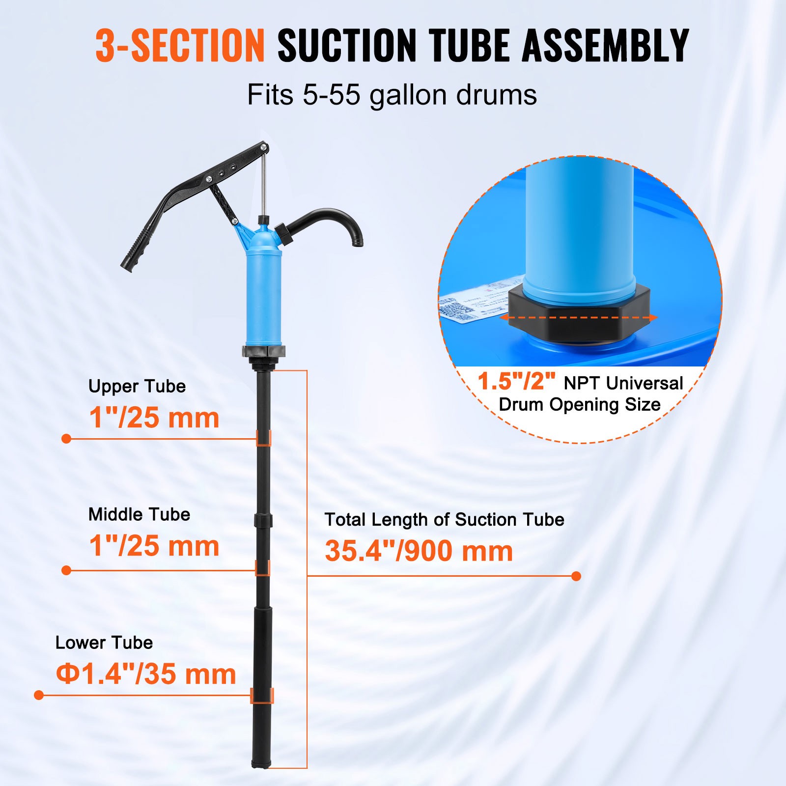 Uimoso Lever Action Barrel Pump Drum Pump Fits 5-55 Gallon Drums Water Transfer