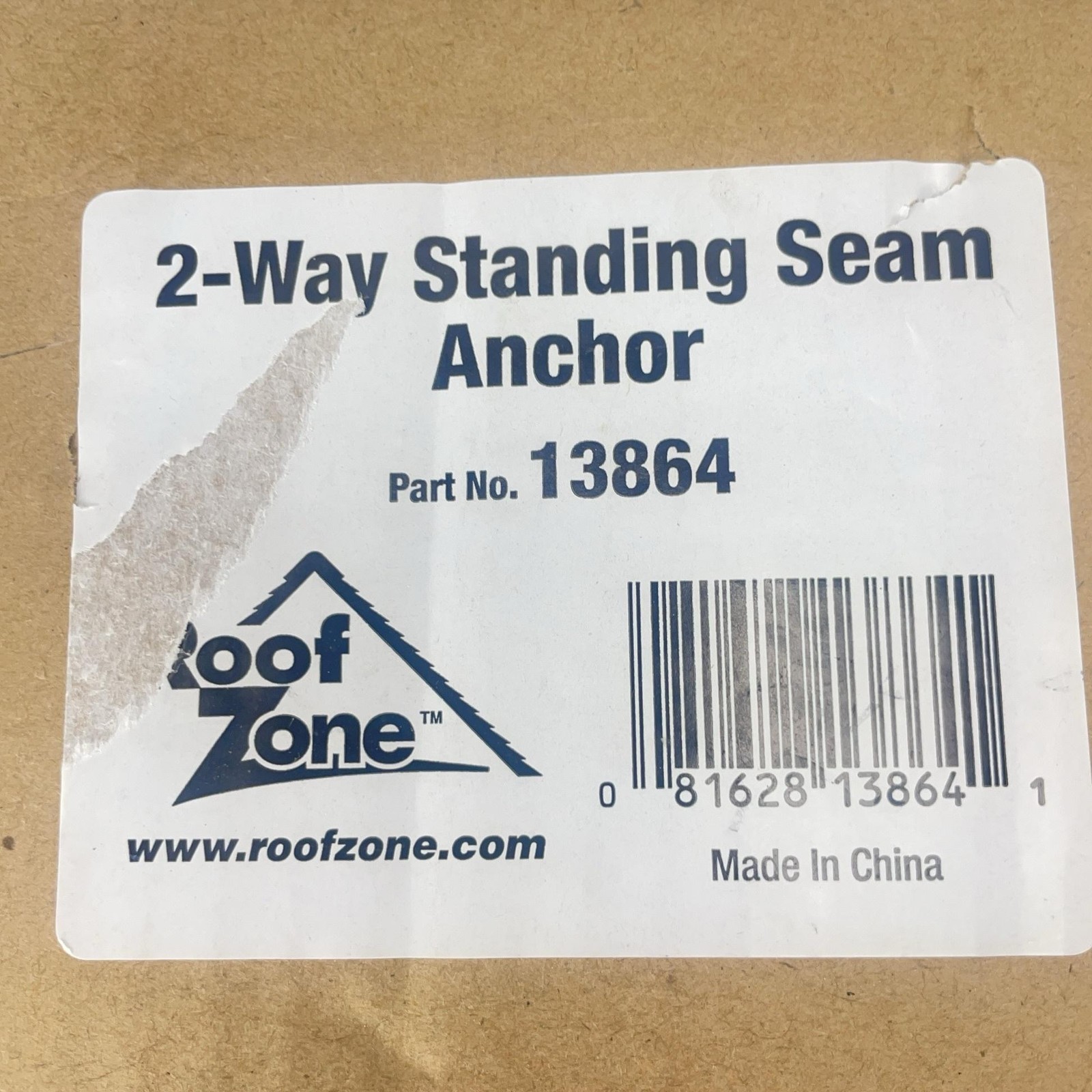 Roof Zone 13864 2-Way Standing Seam Roof Anchor Clamp Safety Fall Protection