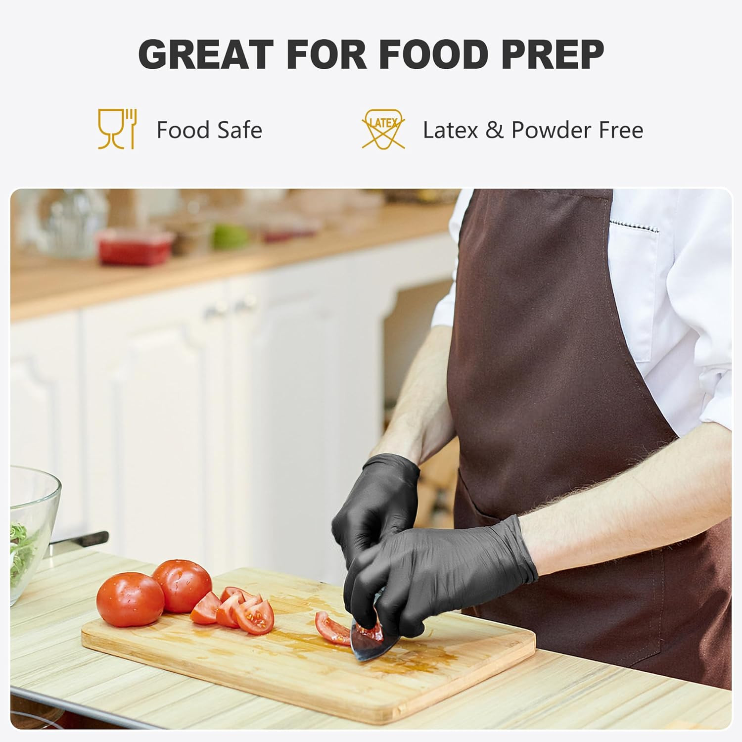 Black Vinyl Gloves, Food Grade Gloves Disposable Latex Free & Powder Free, Guant