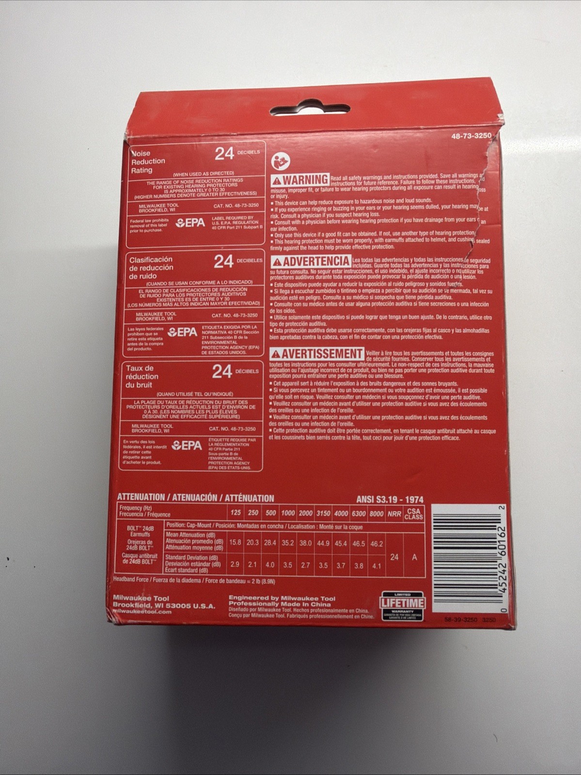 Milwaukee 48-73-3250 BOLT 24dB EARMUFFS, Use with Safety Helmets and Hard Hats